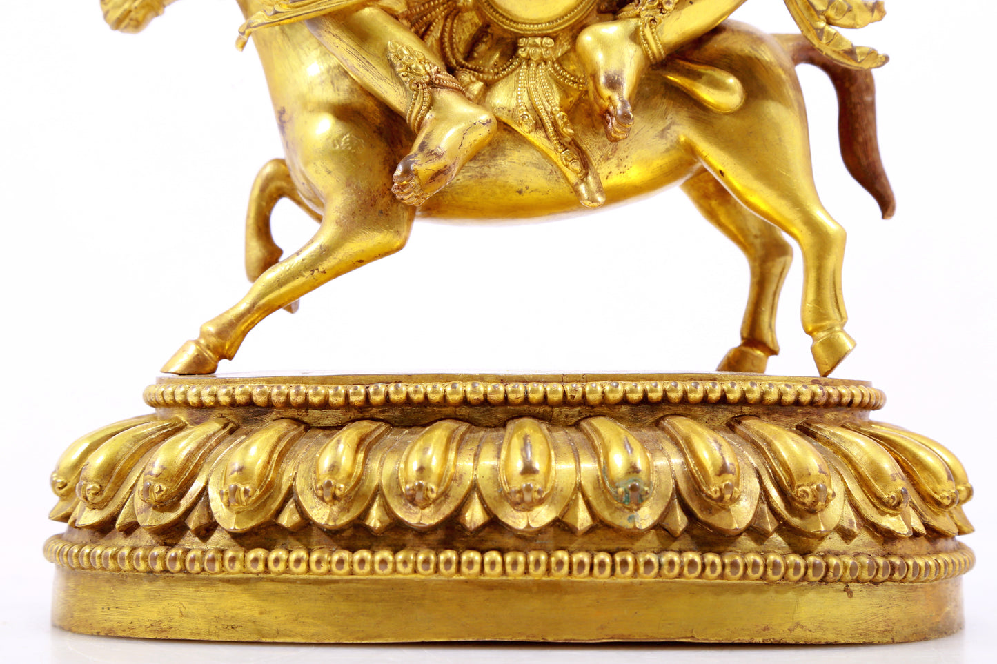 A Wonderful Gilt-Bronze Figure Of Vajrapani Seated On A Horse