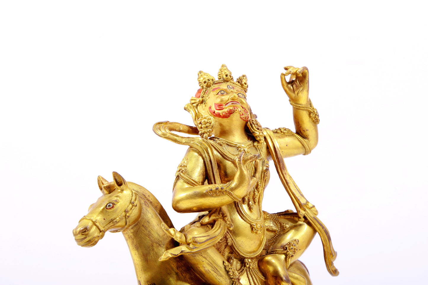 A Wonderful Gilt-Bronze Figure Of Vajrapani Seated On A Horse