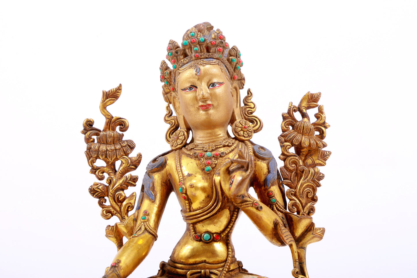 A Brilliant Gilt-Bronze Gem-Inlaid Figure Of White Tara