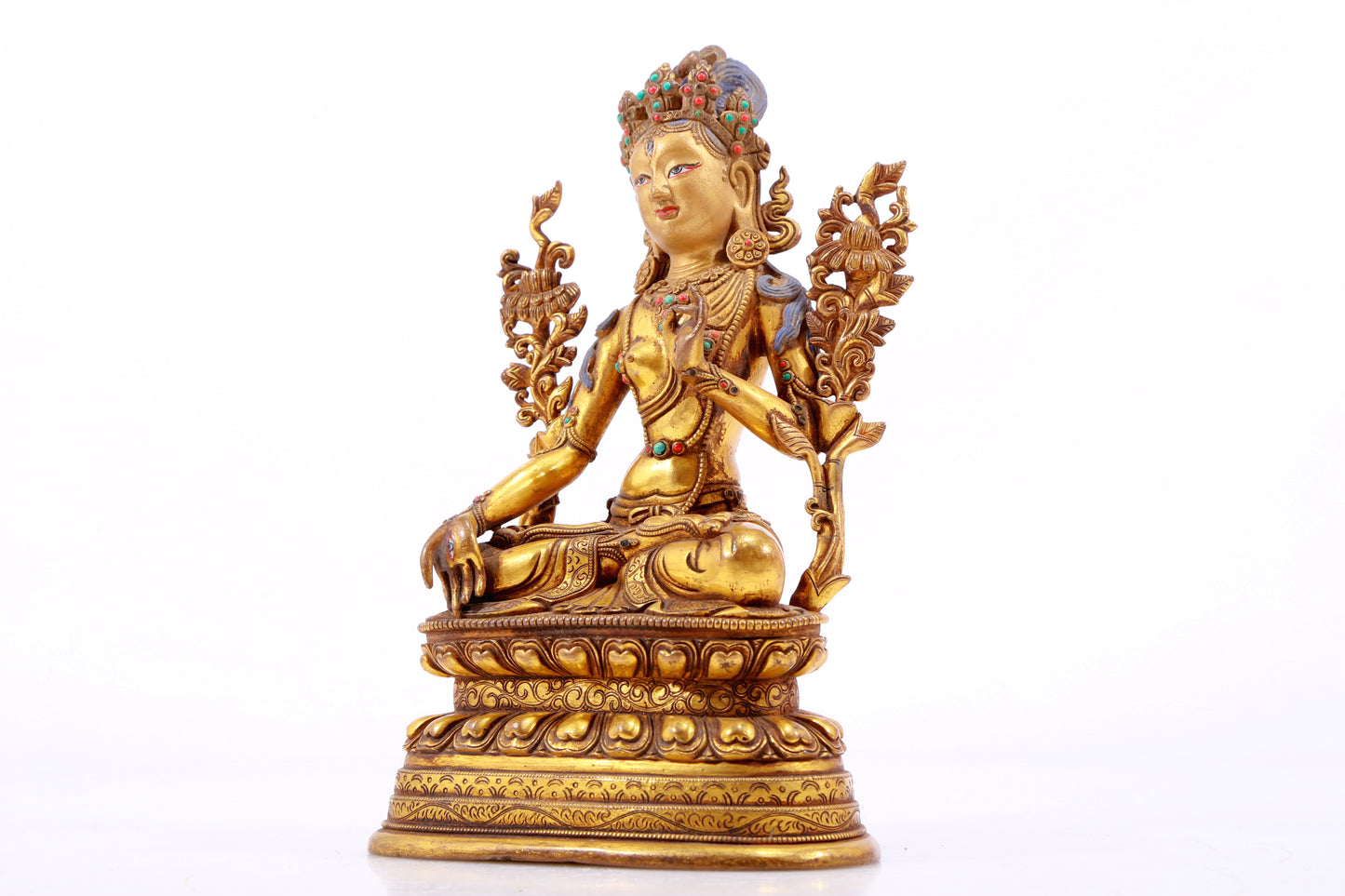 A Brilliant Gilt-Bronze Gem-Inlaid Figure Of White Tara