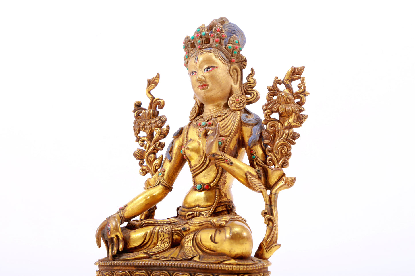 A Brilliant Gilt-Bronze Gem-Inlaid Figure Of White Tara