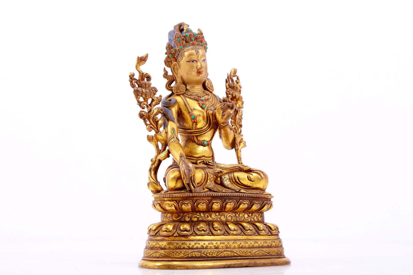 A Brilliant Gilt-Bronze Gem-Inlaid Figure Of White Tara