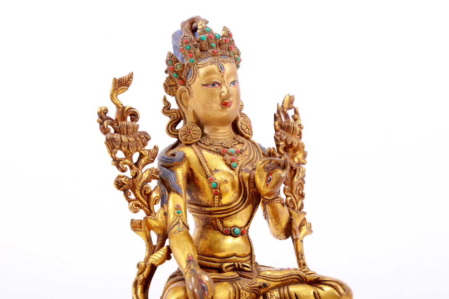 A Brilliant Gilt-Bronze Gem-Inlaid Figure Of White Tara