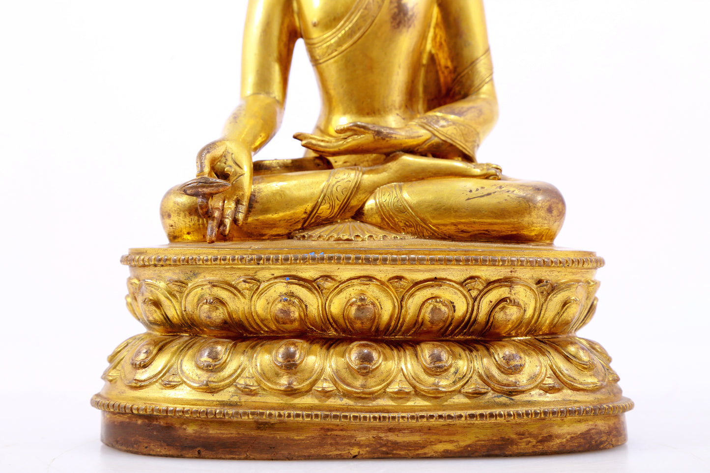 A Magnificent Set Of Three Gilt-Bronze Figures Of Buddha