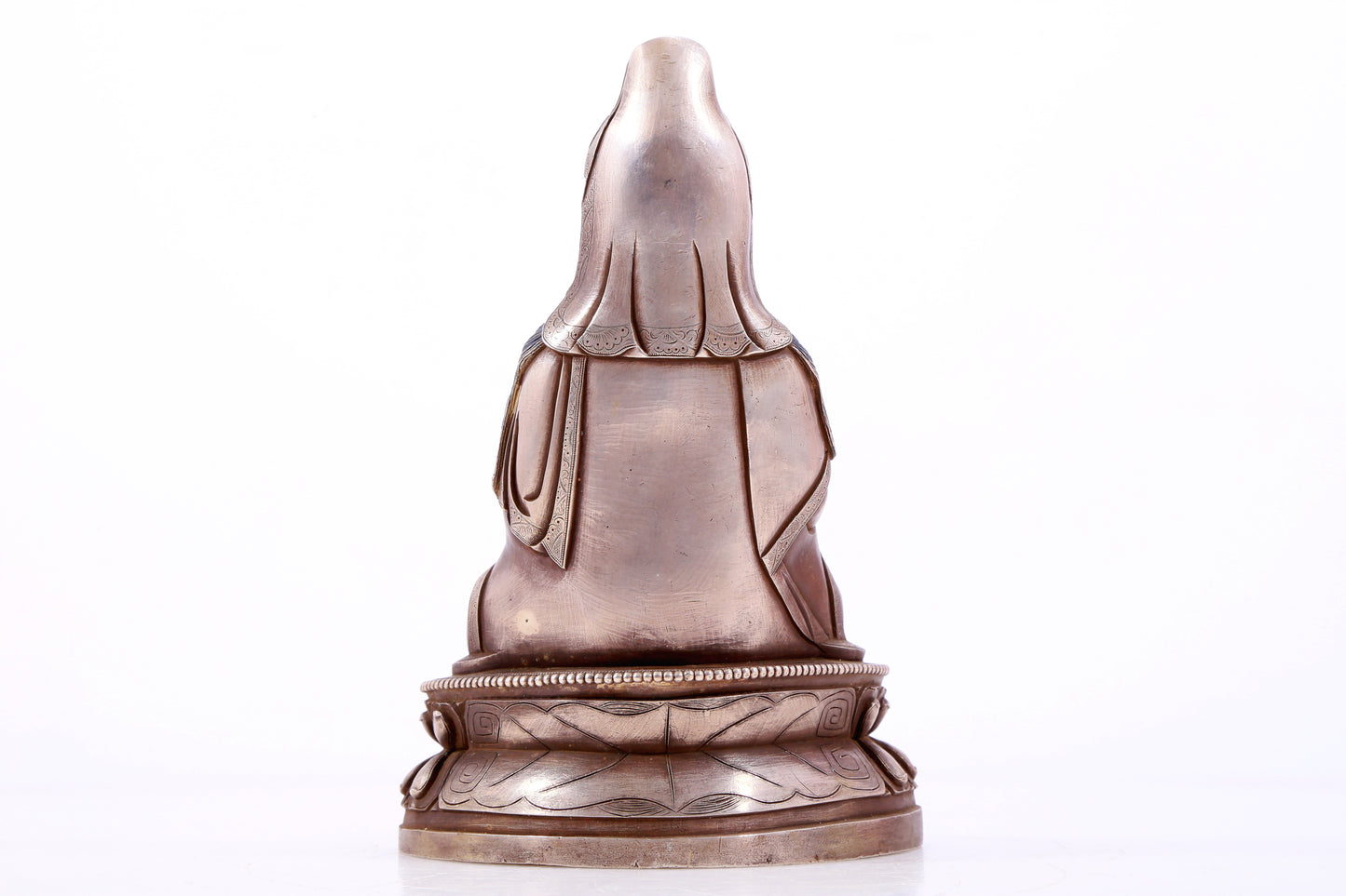 A Brilliant Silver-Bronze Figure Of Guanyin