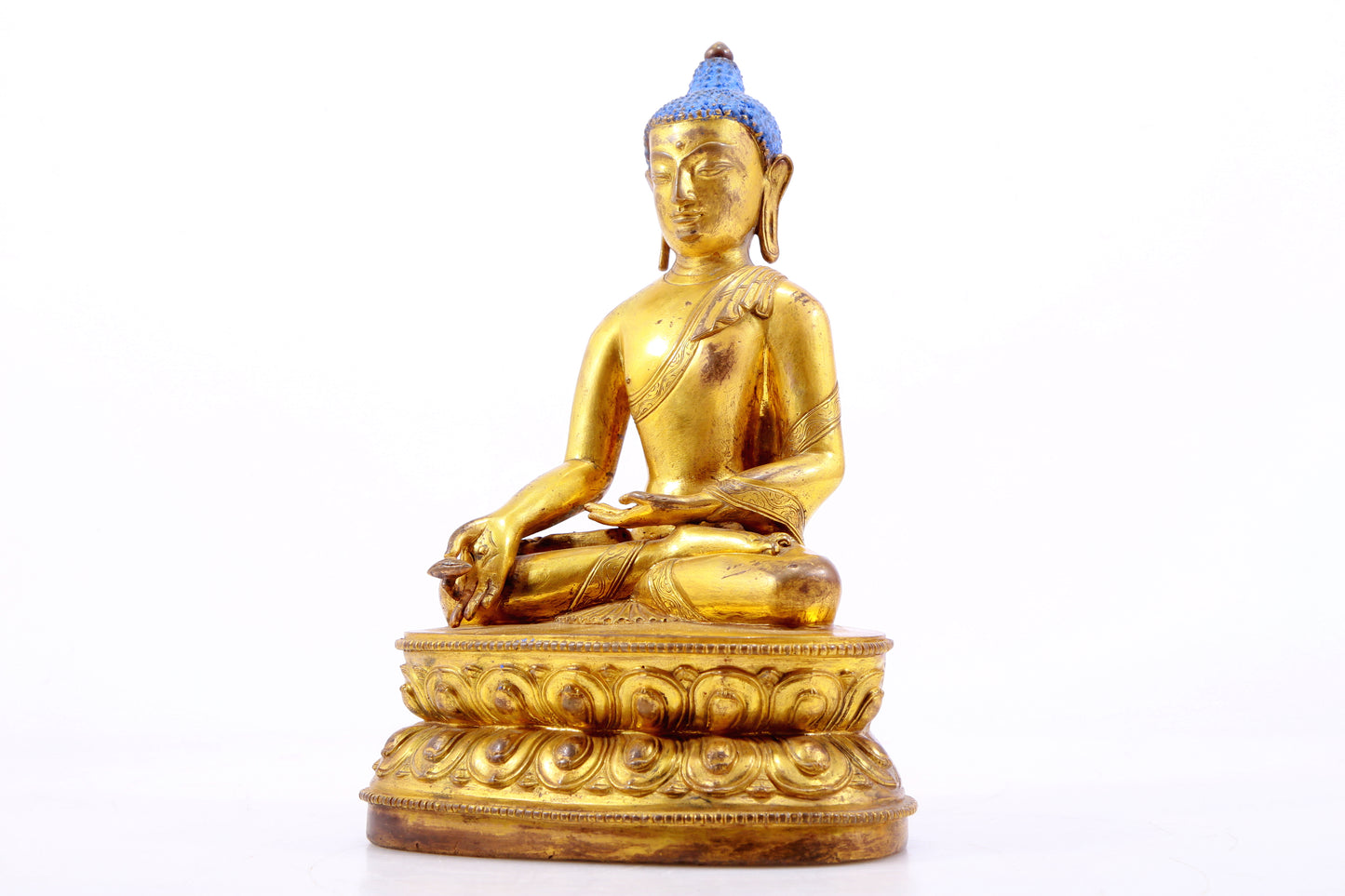 A Magnificent Set Of Three Gilt-Bronze Figures Of Buddha