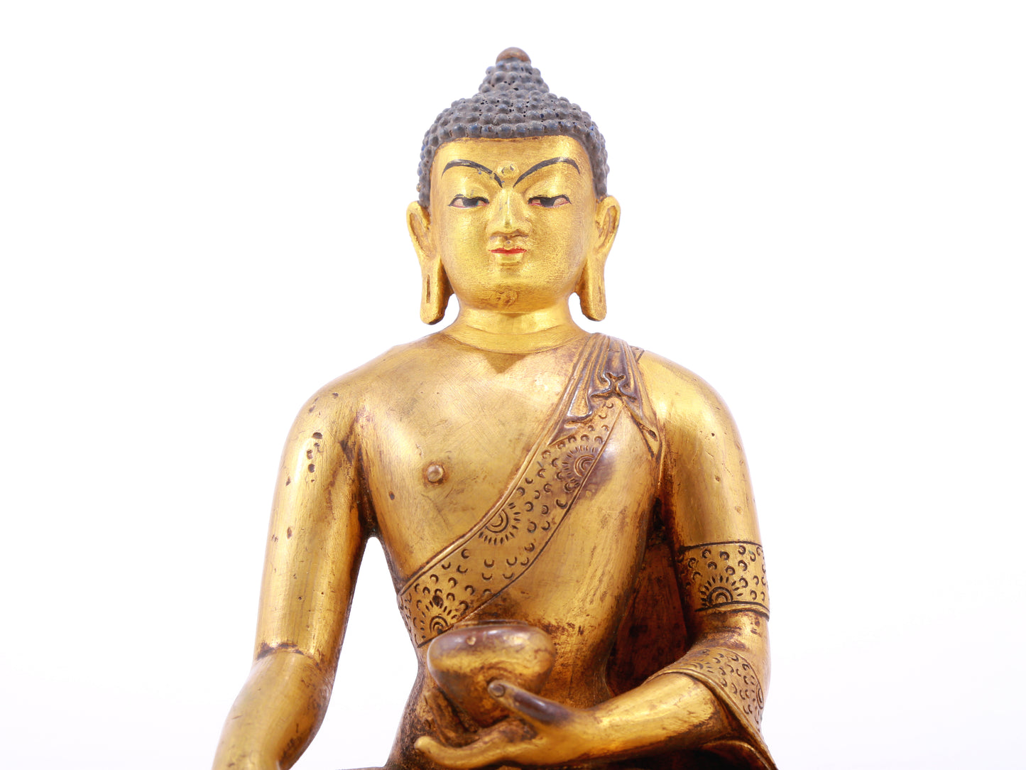 Wonderful Set Of Three Gilt-Bronze Figures Of Buddha Shakyamuni