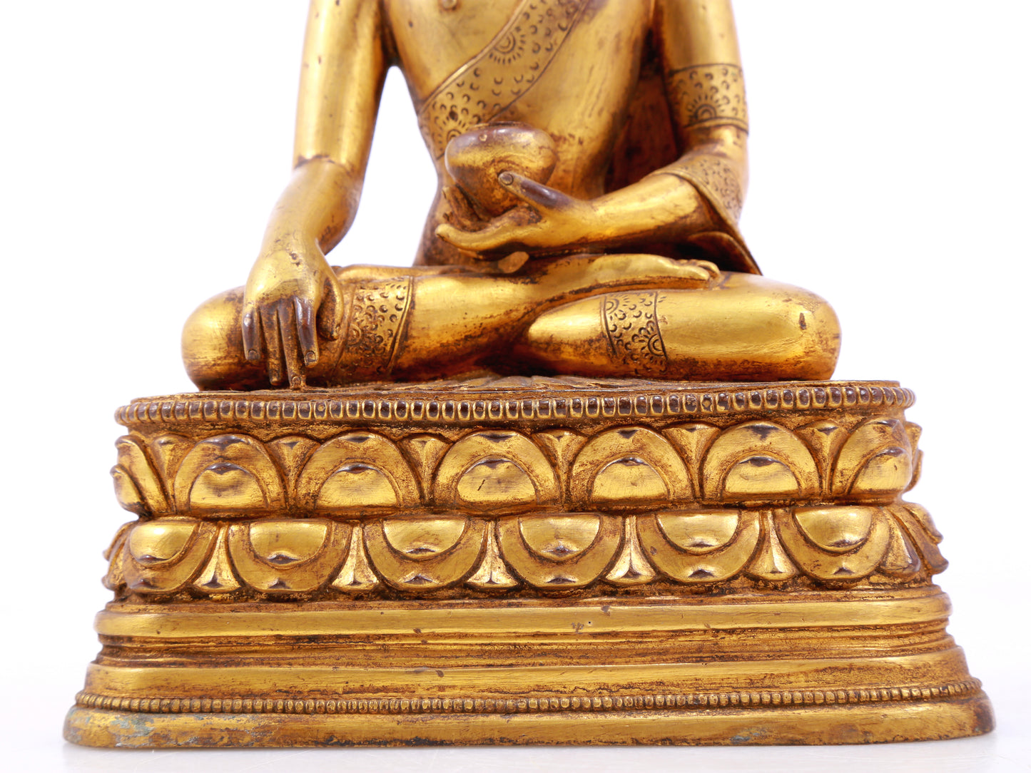 Wonderful Set Of Three Gilt-Bronze Figures Of Buddha Shakyamuni