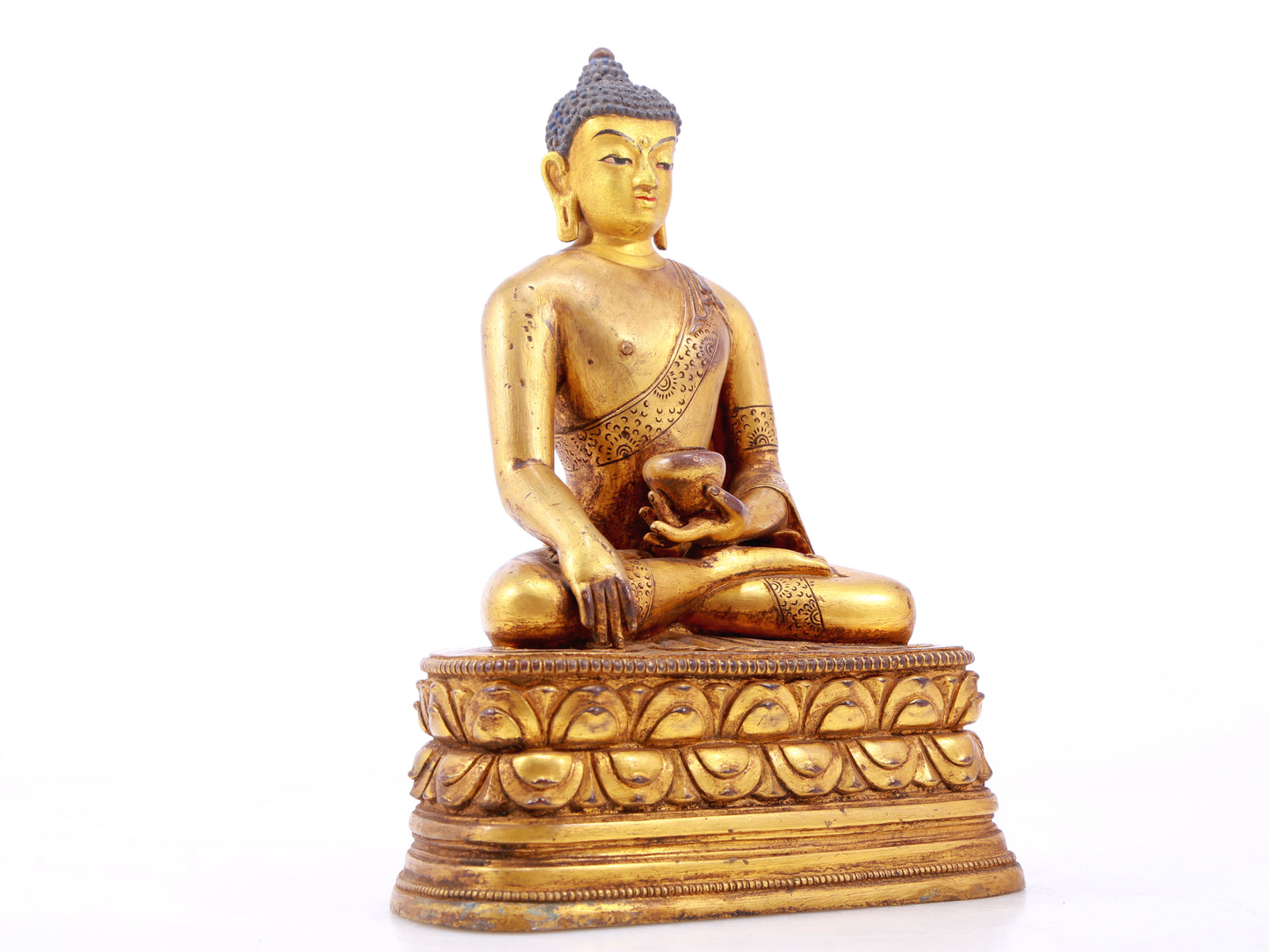 Wonderful Set Of Three Gilt-Bronze Figures Of Buddha Shakyamuni