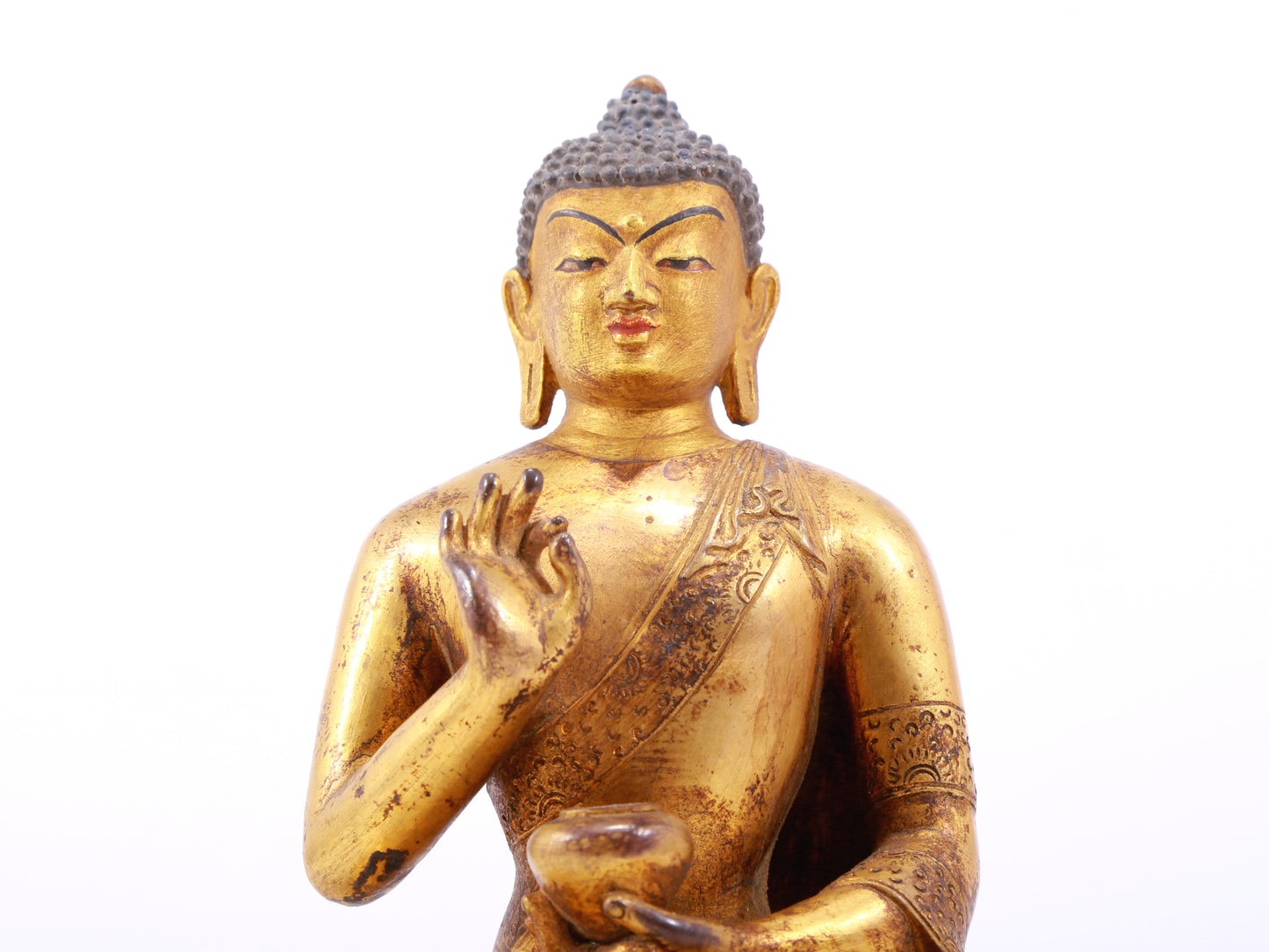 Wonderful Set Of Three Gilt-Bronze Figures Of Buddha Shakyamuni