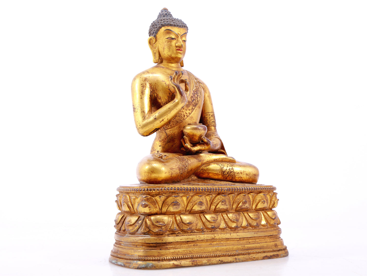 Wonderful Set Of Three Gilt-Bronze Figures Of Buddha Shakyamuni