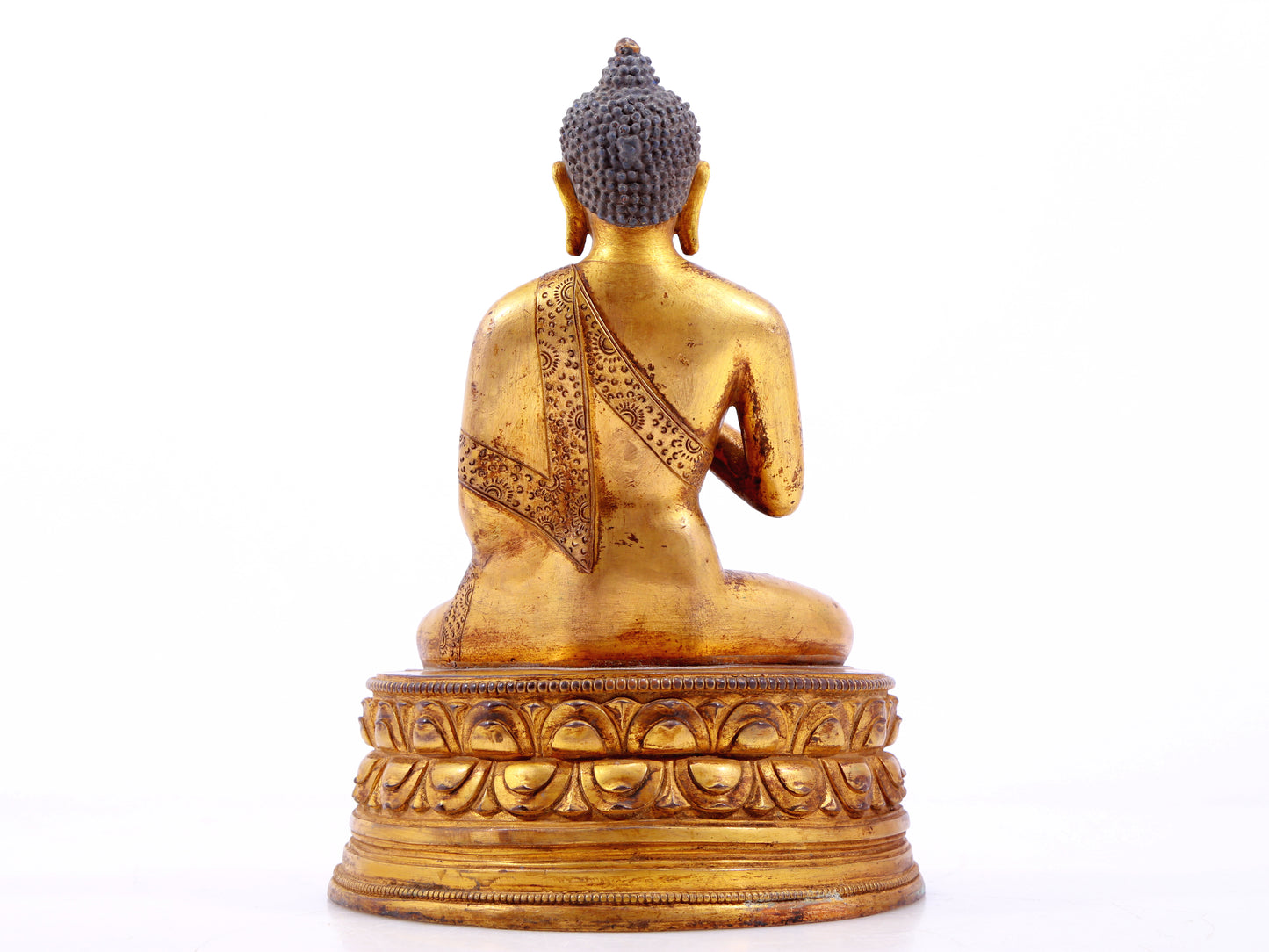 Wonderful Set Of Three Gilt-Bronze Figures Of Buddha Shakyamuni