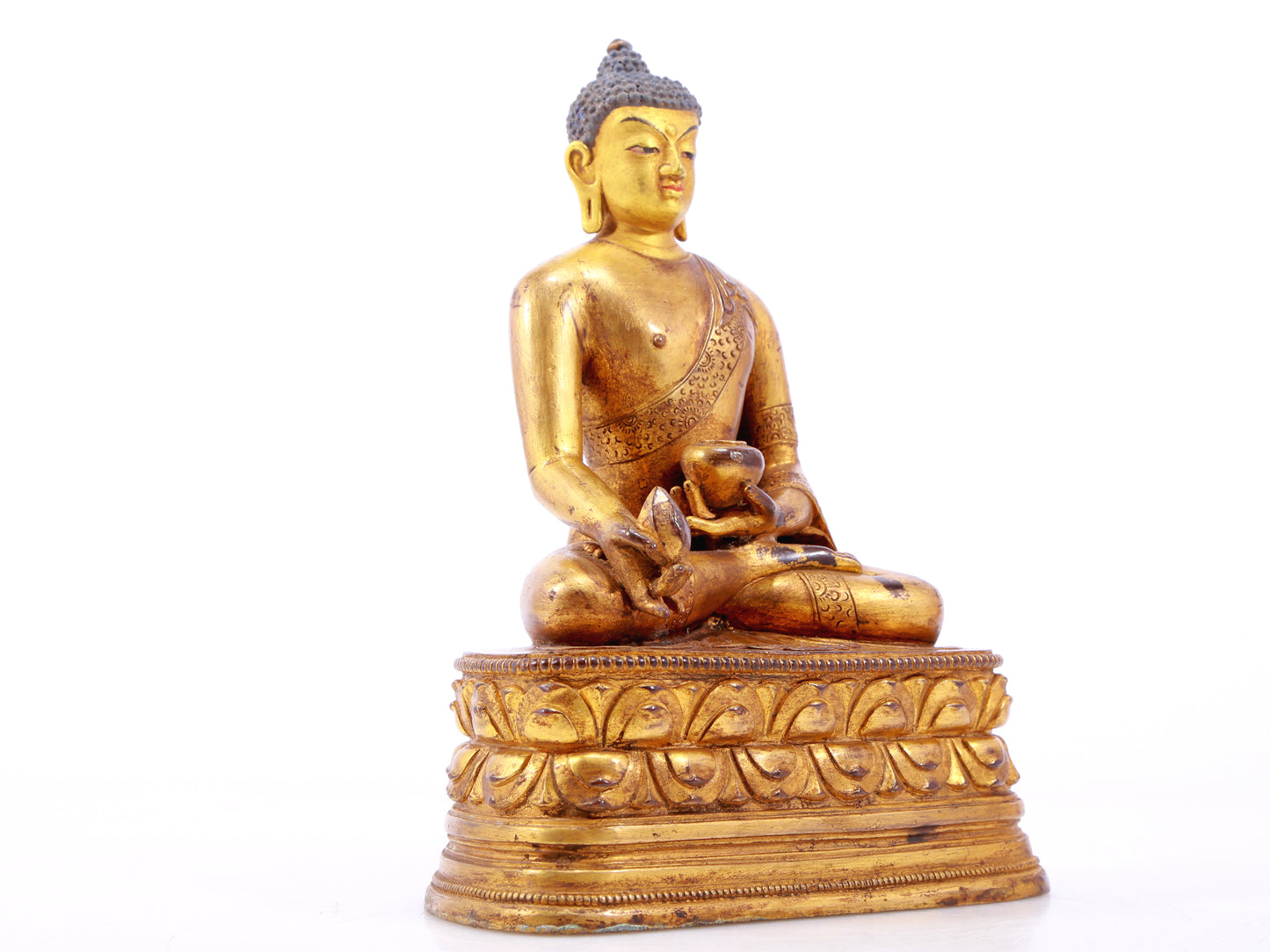 Wonderful Set Of Three Gilt-Bronze Figures Of Buddha Shakyamuni