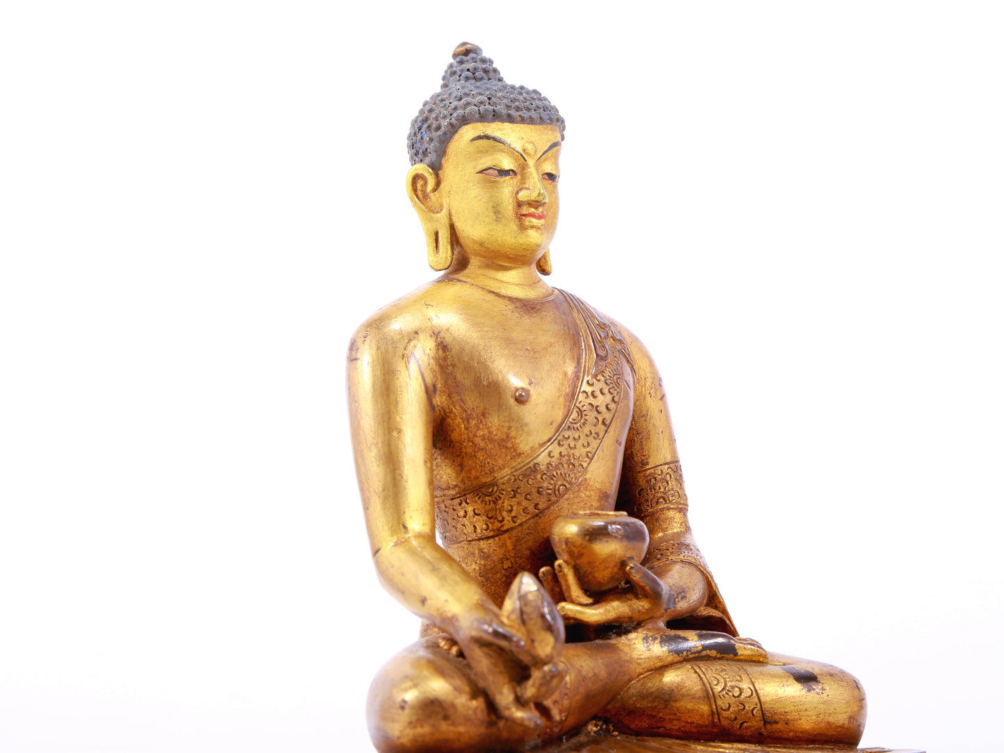 Wonderful Set Of Three Gilt-Bronze Figures Of Buddha Shakyamuni