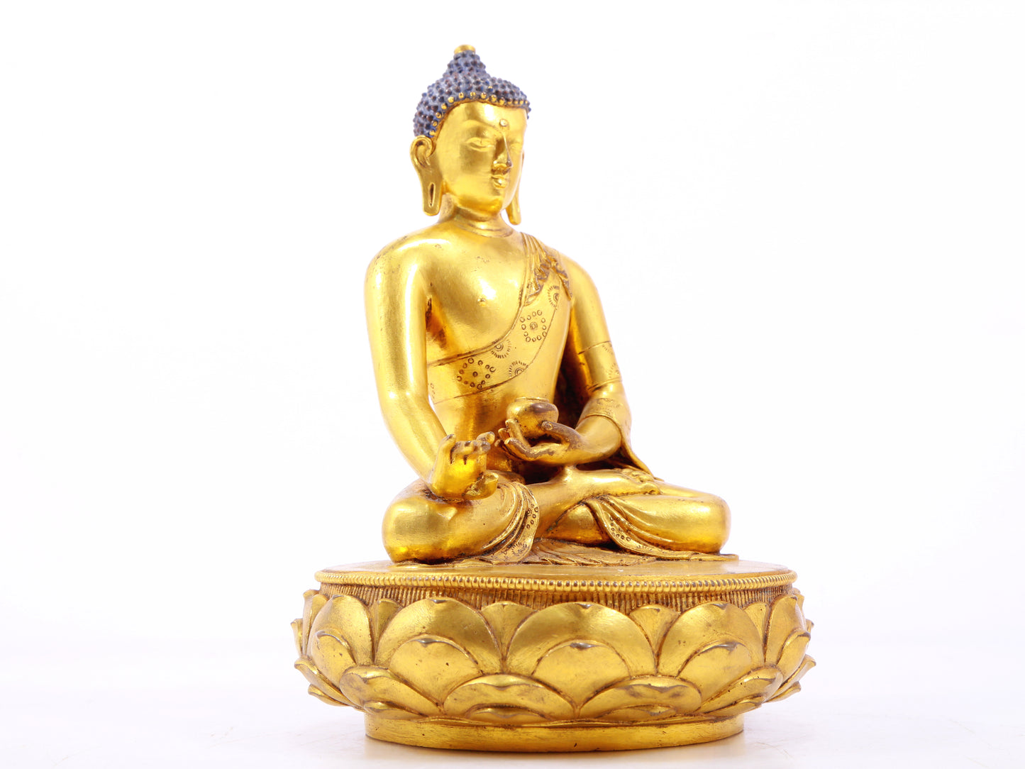 A Wonderful Set Of Three Gilt-Bronze Figures Of Buddha Shakyamuni