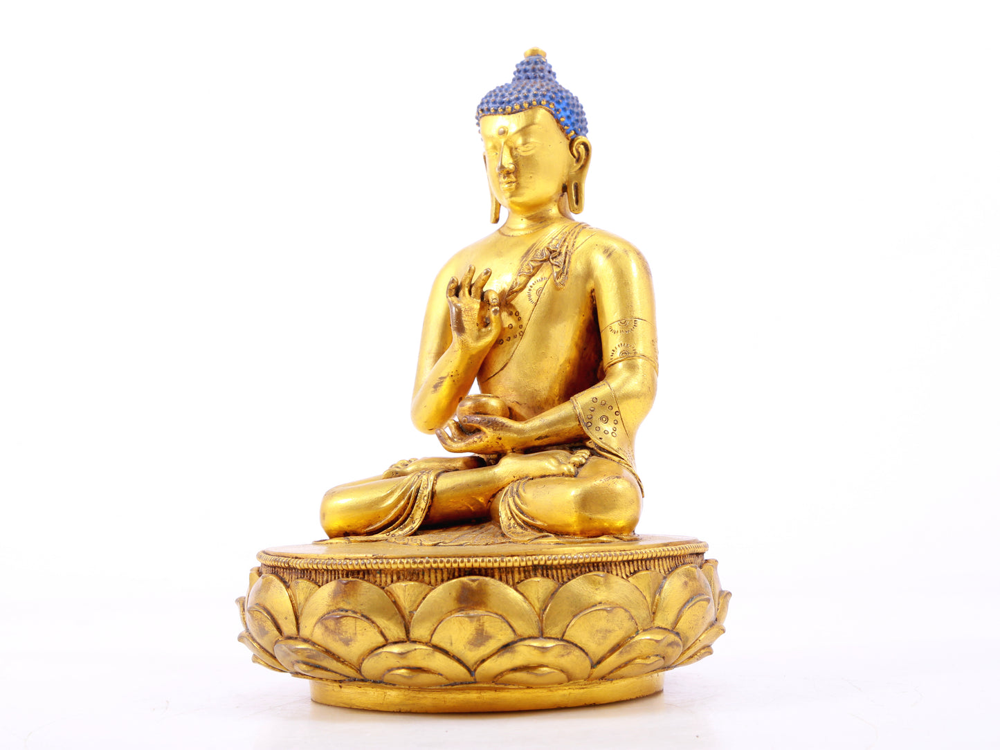 A Wonderful Set Of Three Gilt-Bronze Figures Of Buddha Shakyamuni