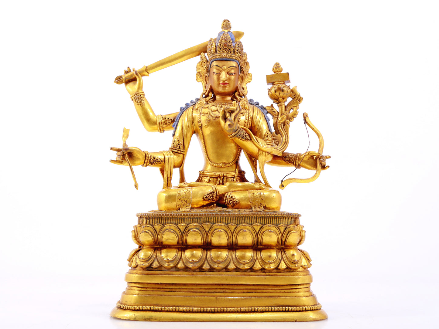 A gilt bronze statue of Manjushri Bodhisattva