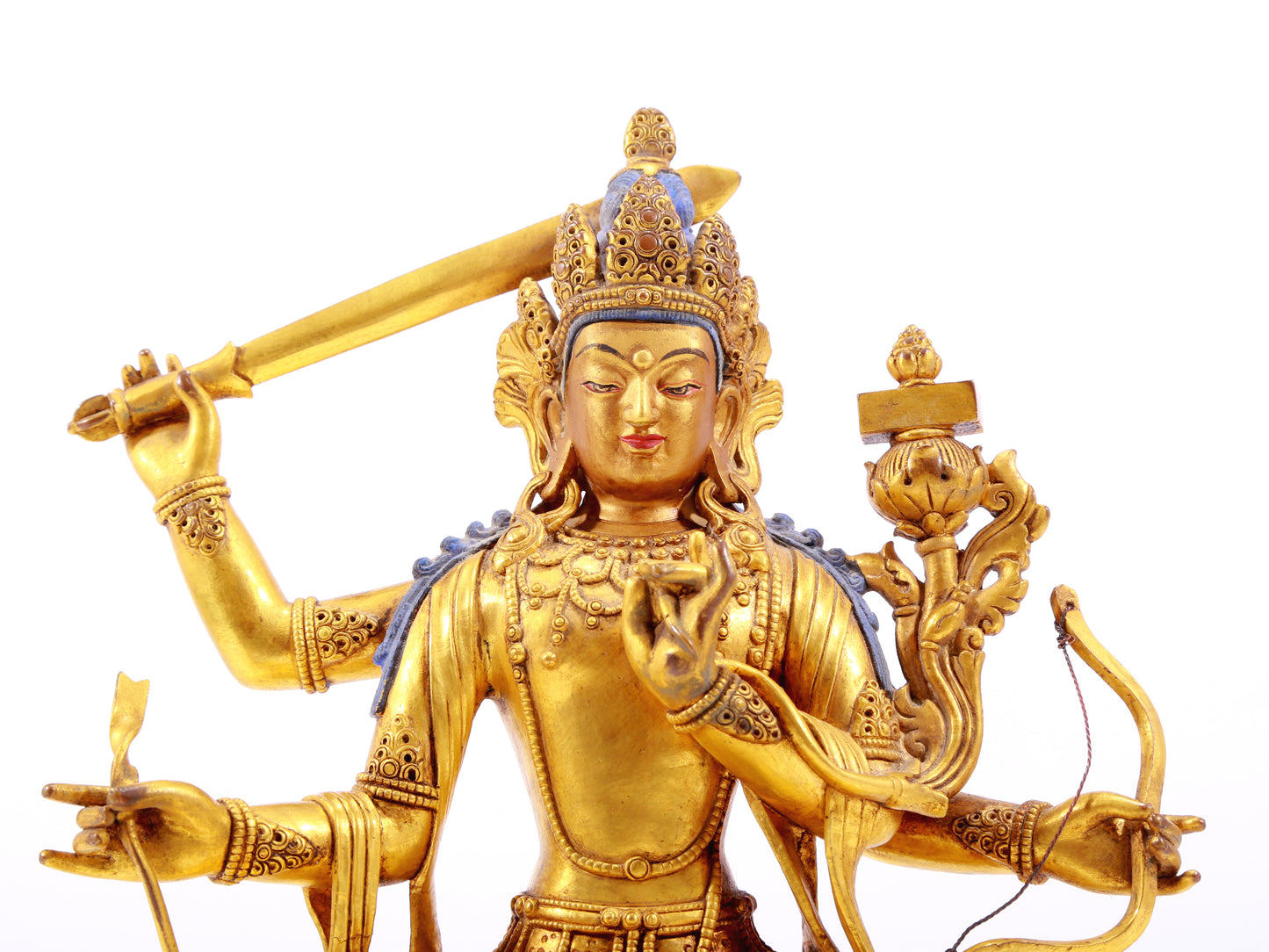 A gilt bronze statue of Manjushri Bodhisattva