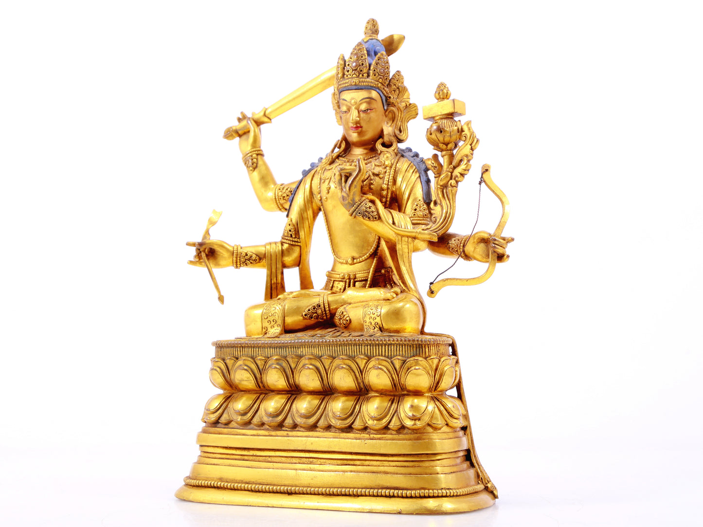 A gilt bronze statue of Manjushri Bodhisattva