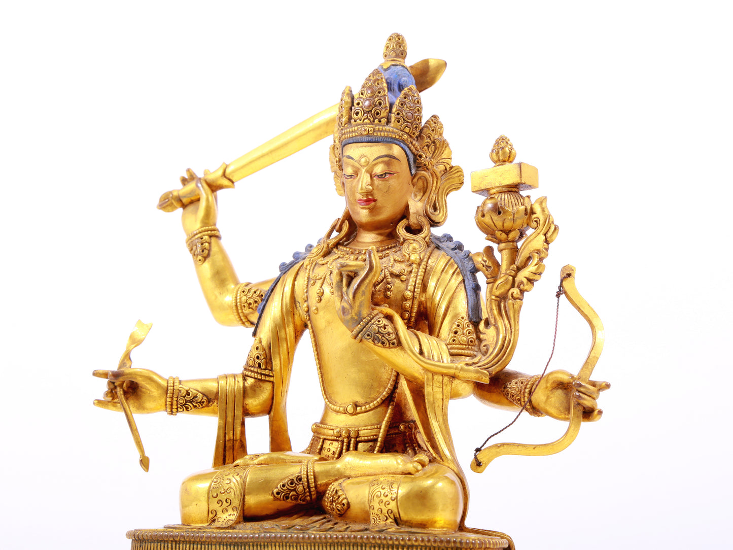 A gilt bronze statue of Manjushri Bodhisattva