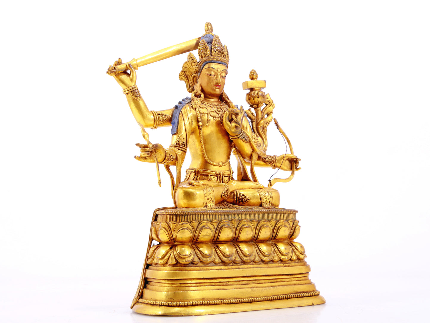 A gilt bronze statue of Manjushri Bodhisattva