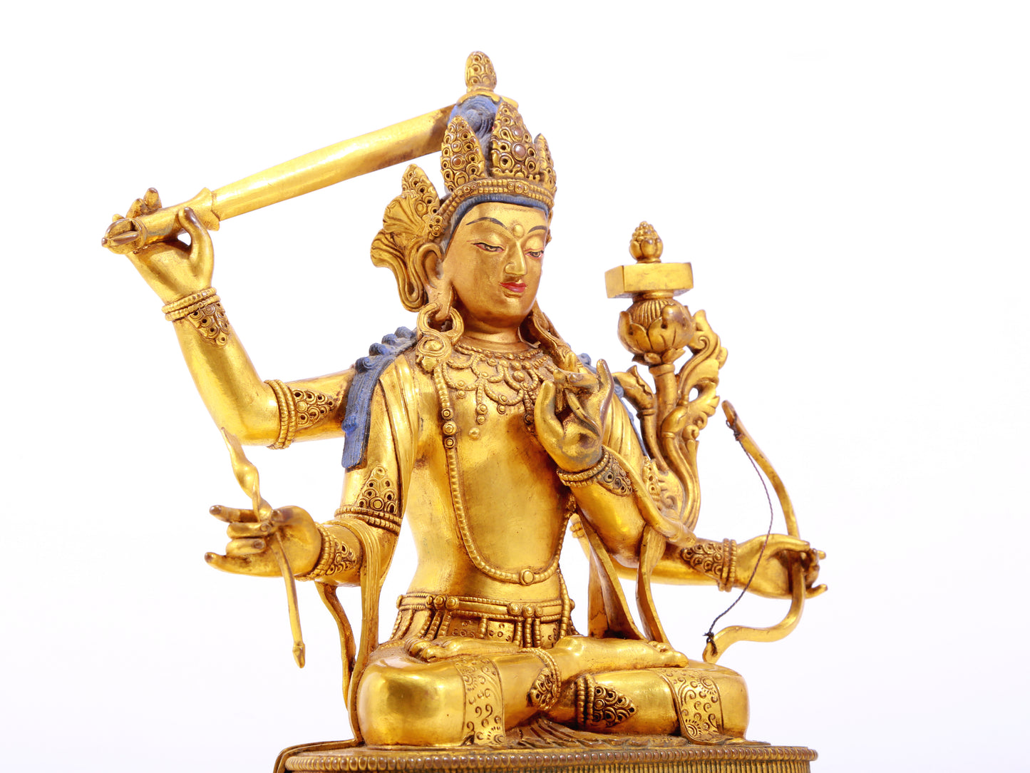 A gilt bronze statue of Manjushri Bodhisattva