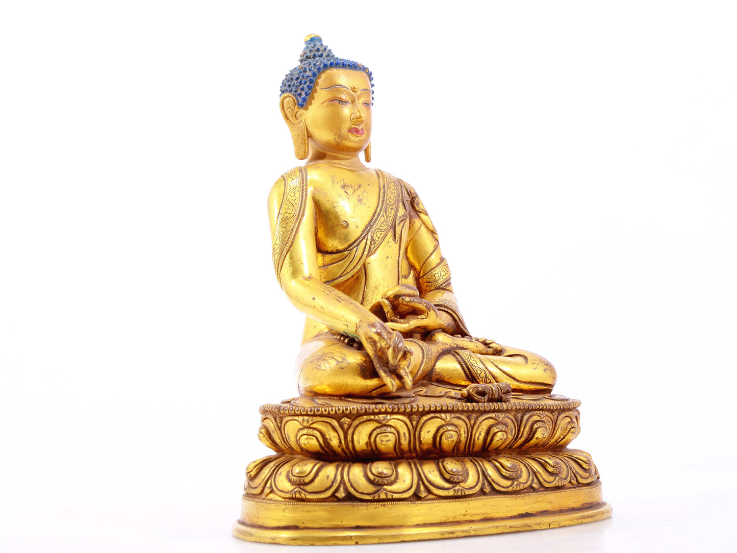 A Wonderful Set Of Three Gilt-Bronze Figures Of Buddha Shakyamuni