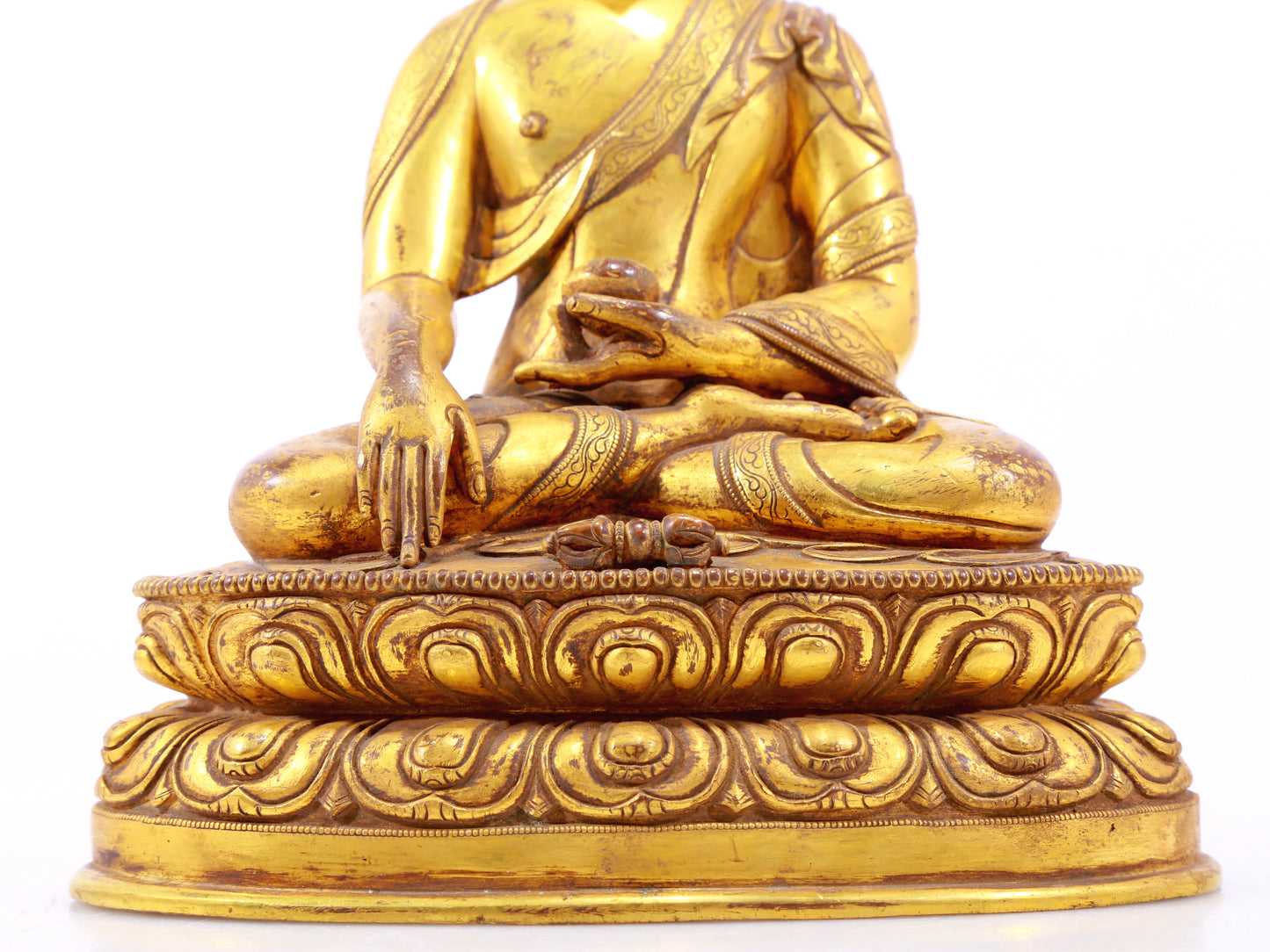 A Wonderful Set Of Three Gilt-Bronze Figures Of Buddha Shakyamuni