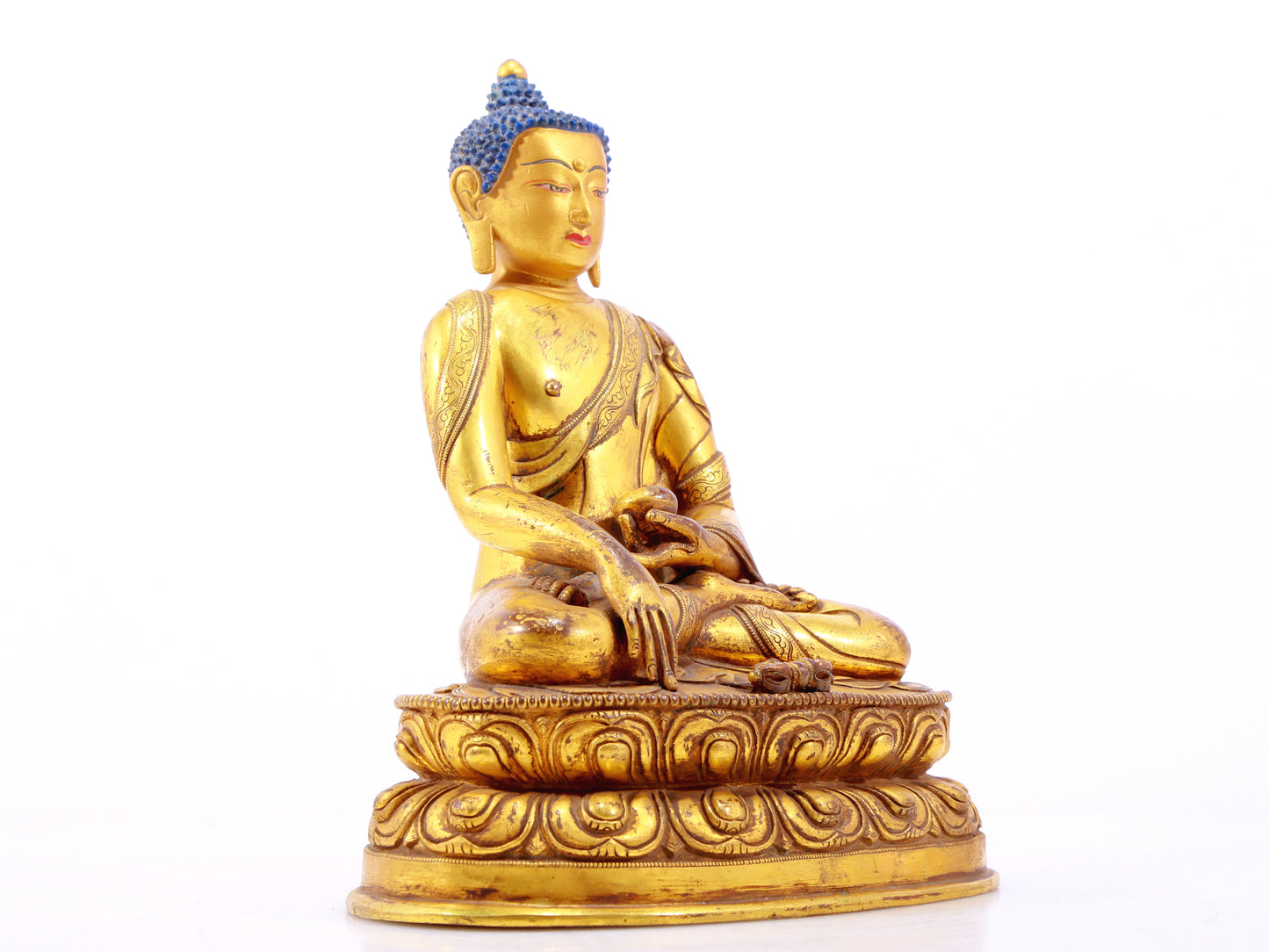 A Wonderful Set Of Three Gilt-Bronze Figures Of Buddha Shakyamuni