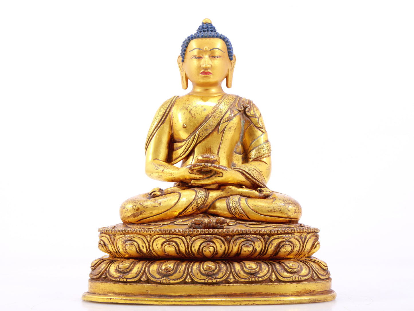 A Wonderful Set Of Three Gilt-Bronze Figures Of Buddha Shakyamuni