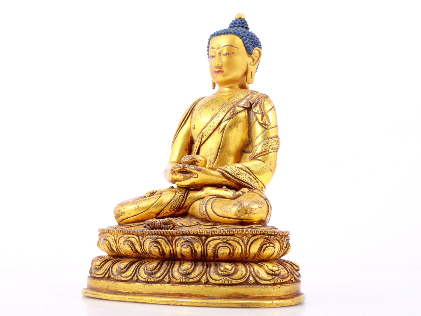 A Wonderful Set Of Three Gilt-Bronze Figures Of Buddha Shakyamuni