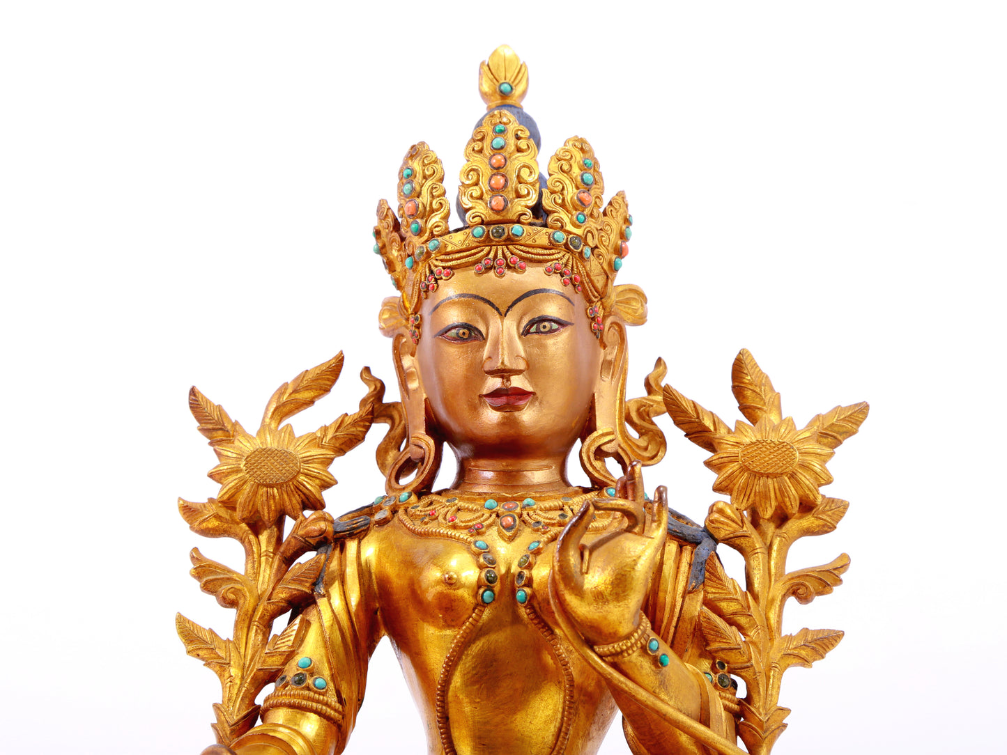 A Splendid Gilt-Bronze Gem-Inlaid Figure Of Green Tara