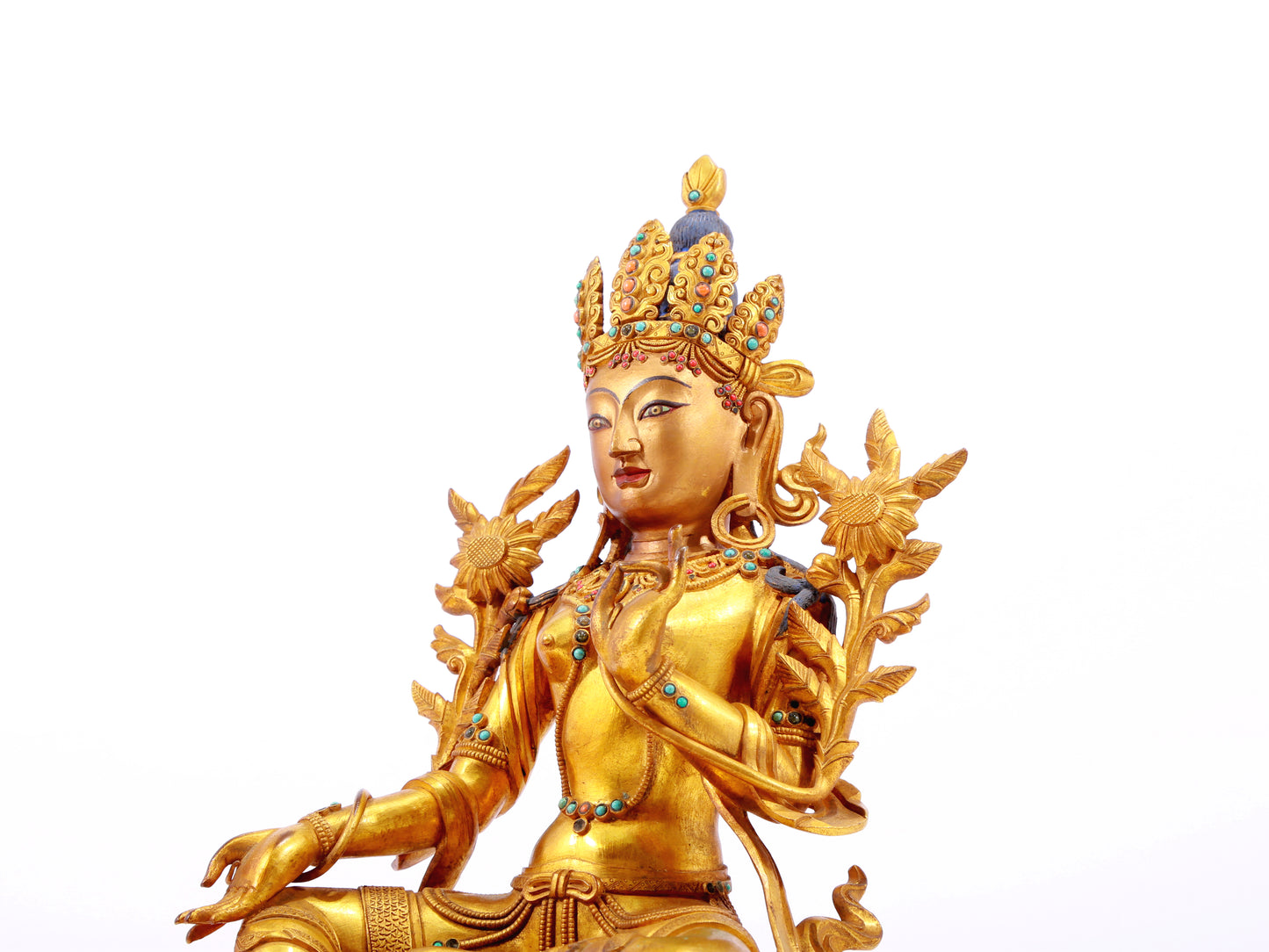 A Splendid Gilt-Bronze Gem-Inlaid Figure Of Green Tara