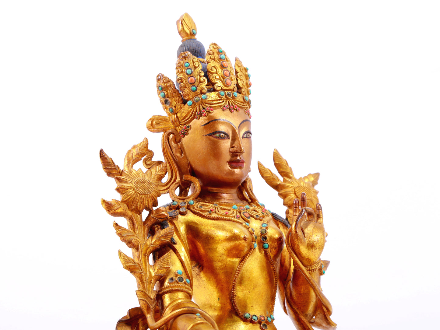 A Splendid Gilt-Bronze Gem-Inlaid Figure Of Green Tara