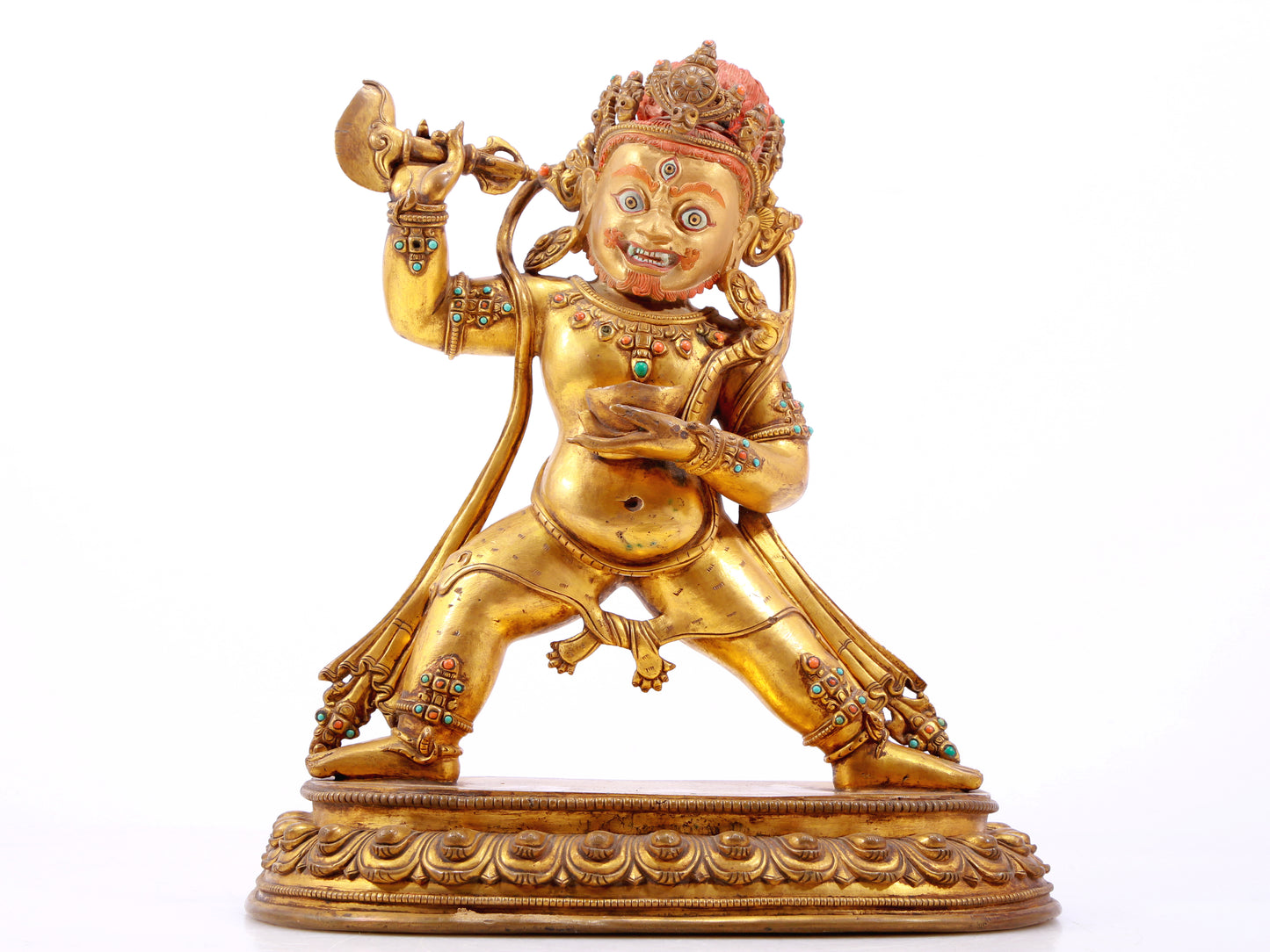 A Wonderful Gilt-Bronze Gem-Inlaid Figure Of Vajrapani