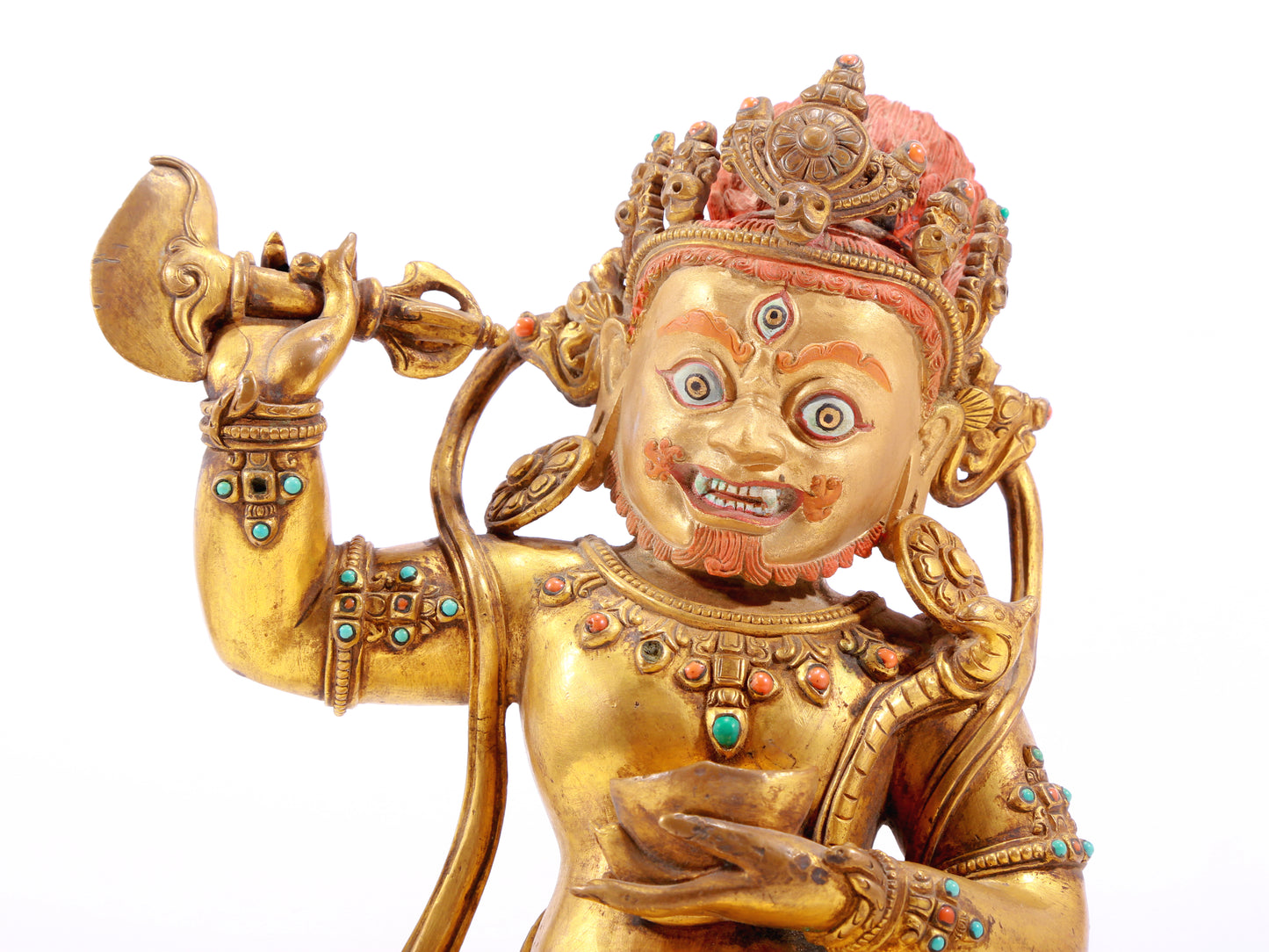 A Wonderful Gilt-Bronze Gem-Inlaid Figure Of Vajrapani
