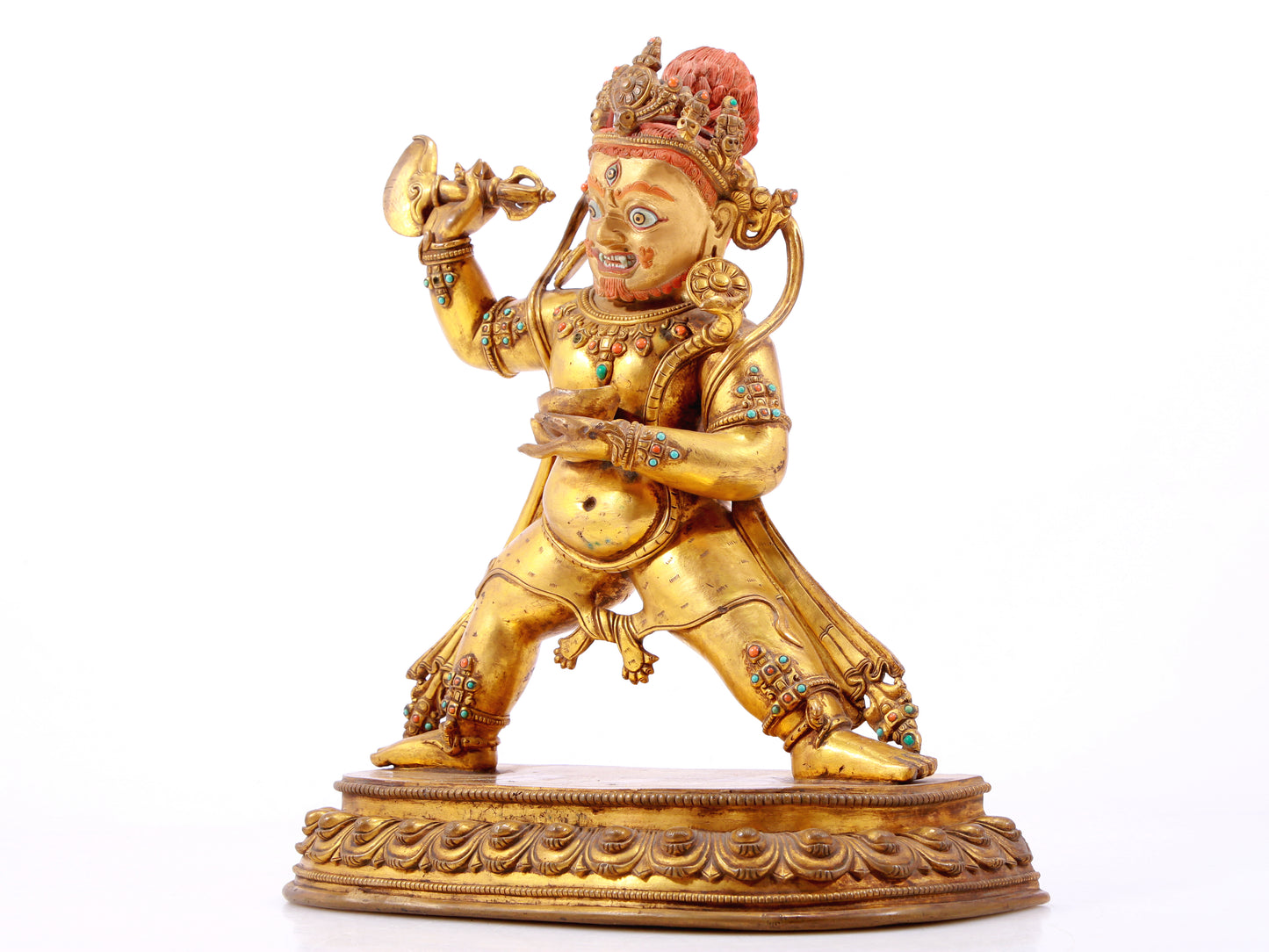 A Wonderful Gilt-Bronze Gem-Inlaid Figure Of Vajrapani