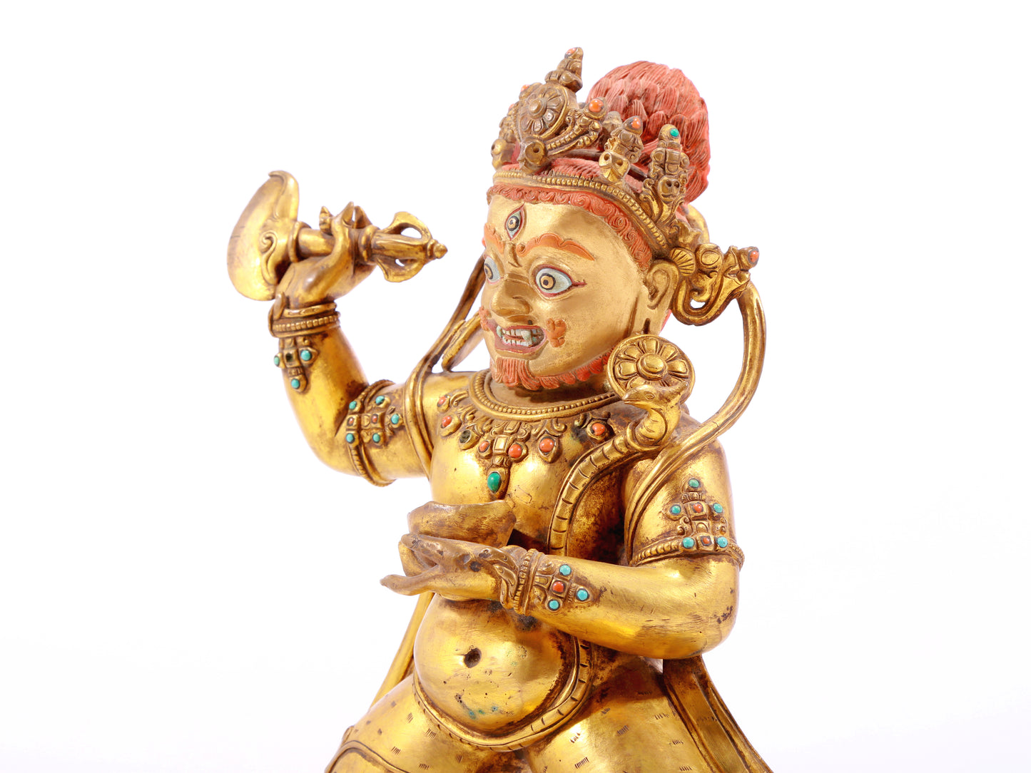 A Wonderful Gilt-Bronze Gem-Inlaid Figure Of Vajrapani