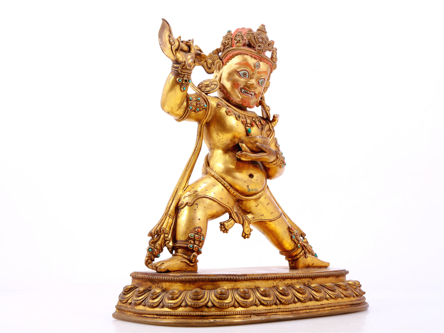 A Wonderful Gilt-Bronze Gem-Inlaid Figure Of Vajrapani