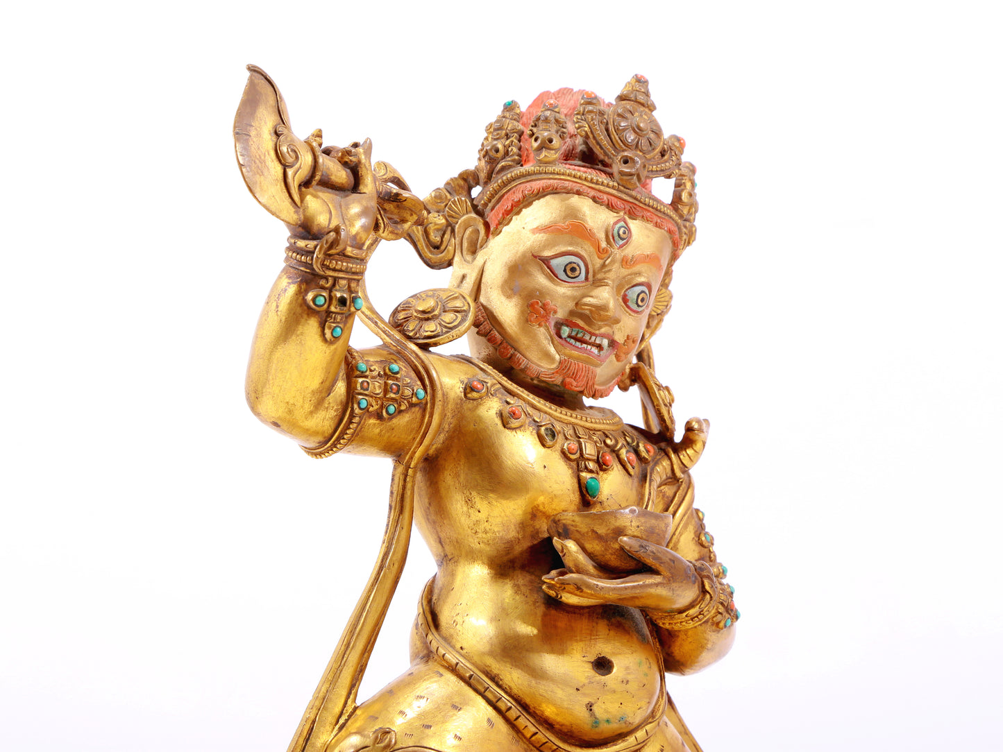 A Wonderful Gilt-Bronze Gem-Inlaid Figure Of Vajrapani