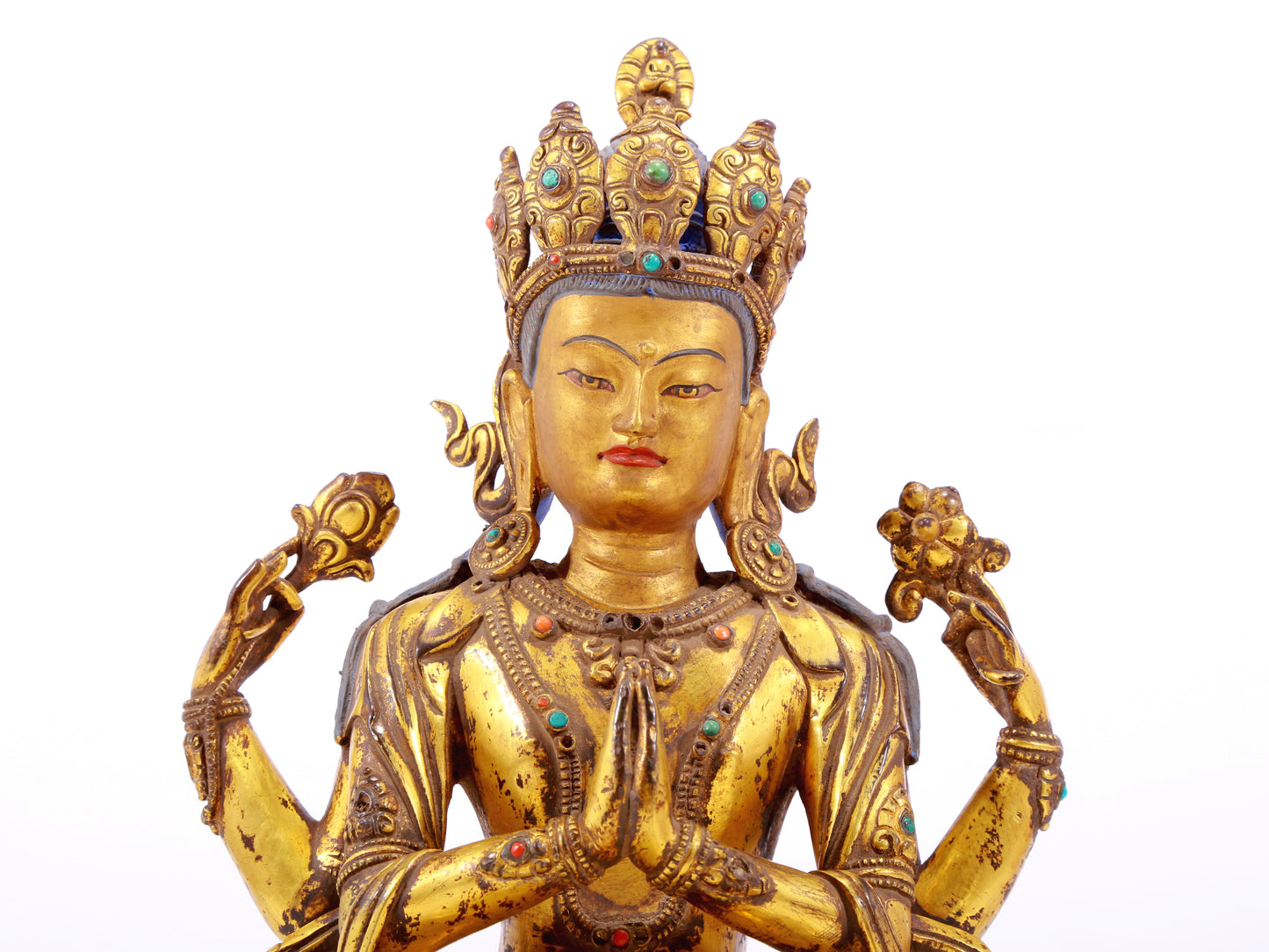 A Wonderful Gilt-Bronze Figure Of Four-Armed Avalokiteshvara