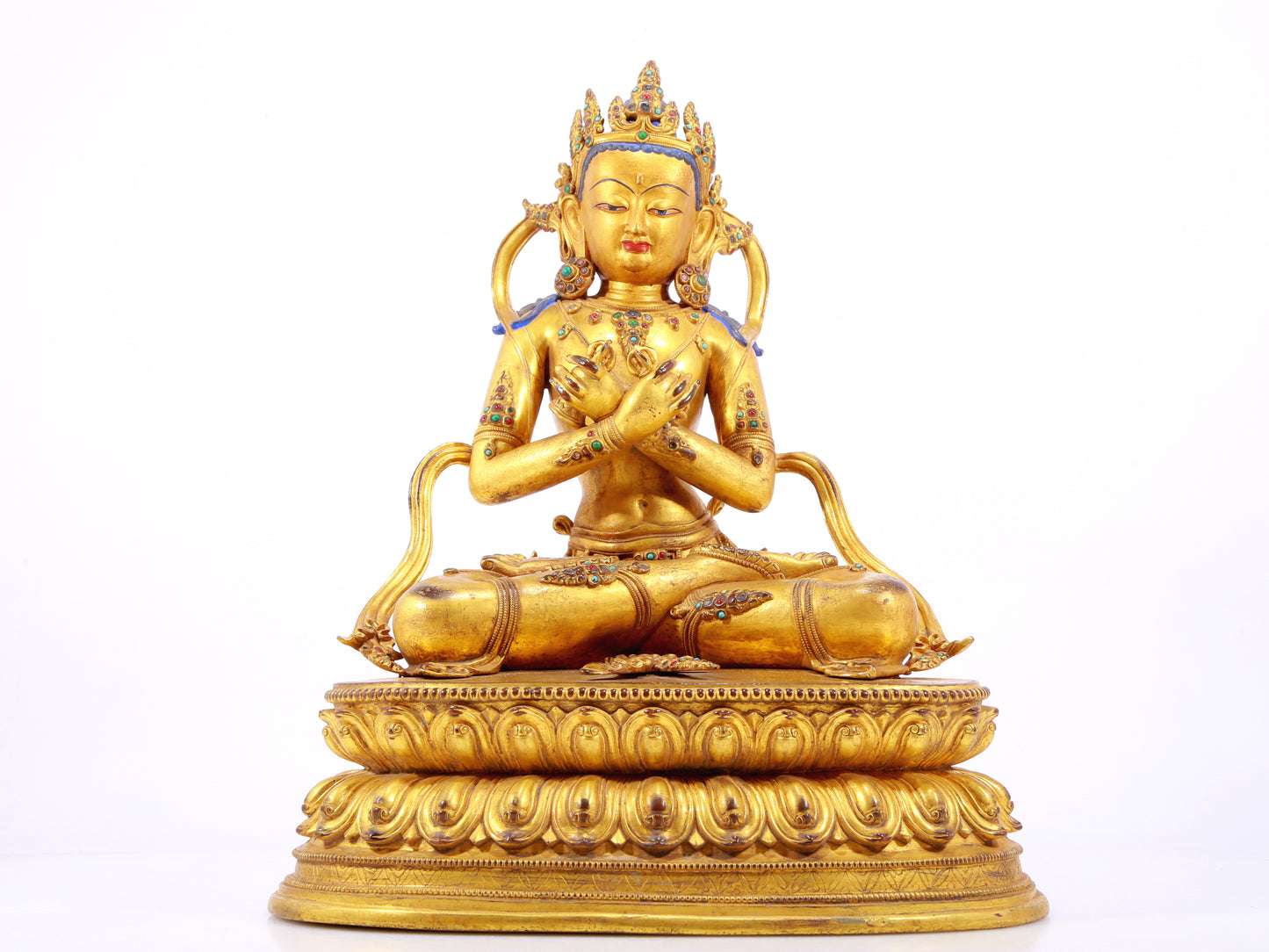 Wonderful Gilt-Bronze Gem-Inlaid Figure Of Vajrasattva