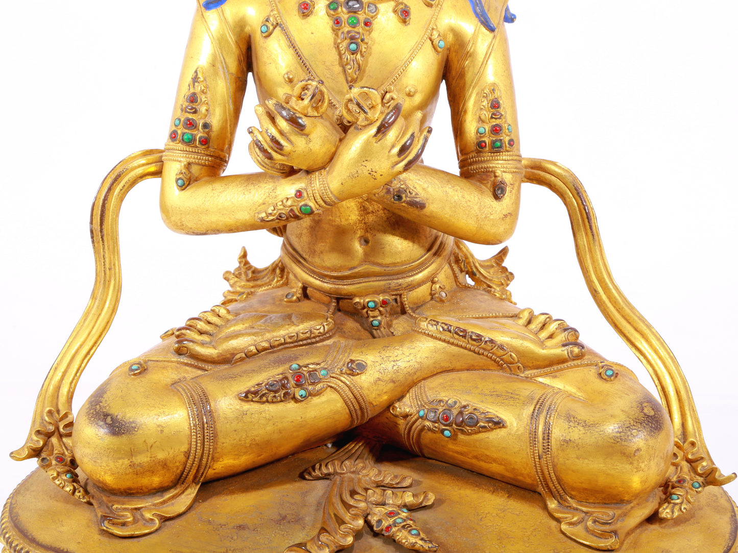 Wonderful Gilt-Bronze Gem-Inlaid Figure Of Vajrasattva