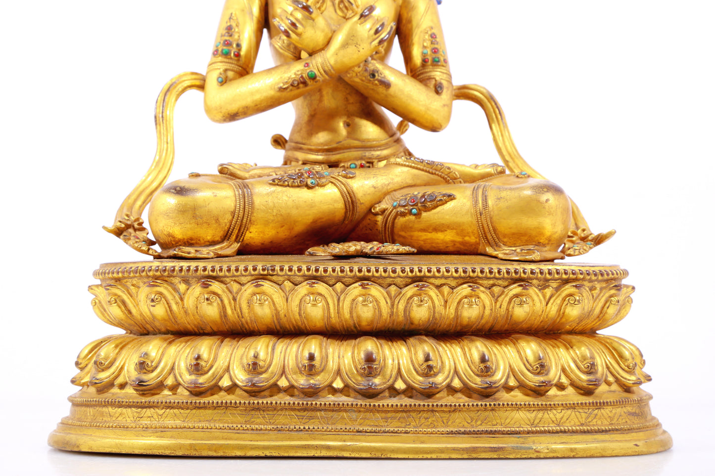 Wonderful Gilt-Bronze Gem-Inlaid Figure Of Vajrasattva