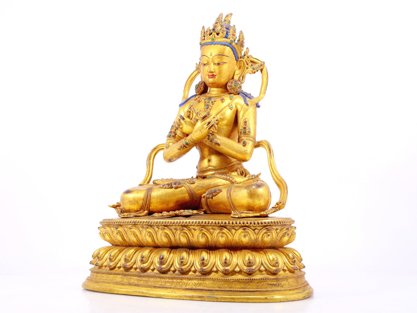 Wonderful Gilt-Bronze Gem-Inlaid Figure Of Vajrasattva