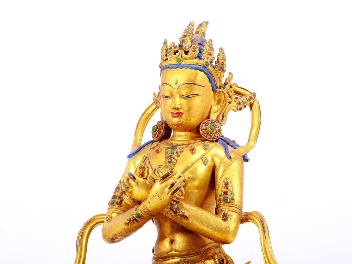 Wonderful Gilt-Bronze Gem-Inlaid Figure Of Vajrasattva