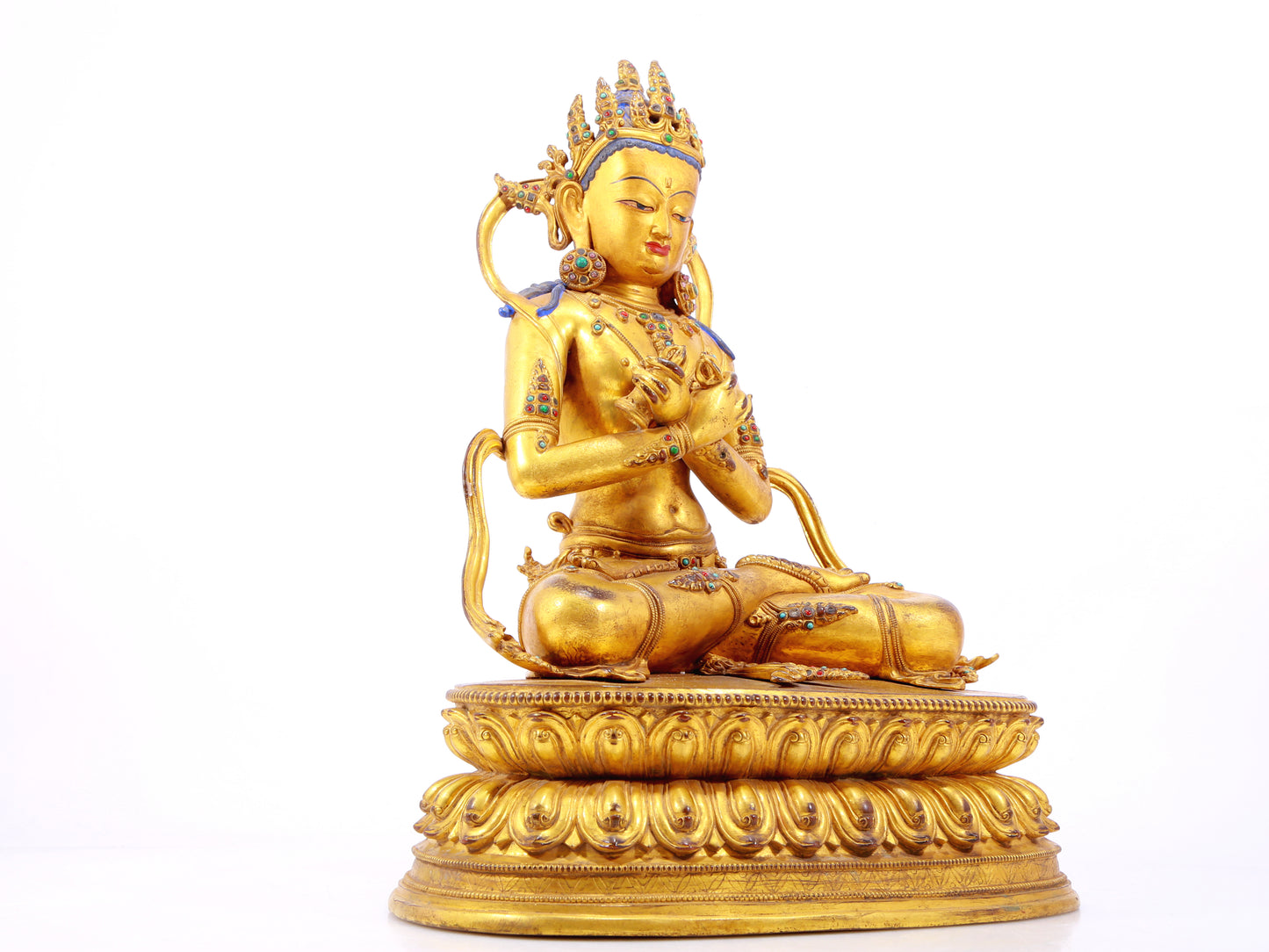 Wonderful Gilt-Bronze Gem-Inlaid Figure Of Vajrasattva