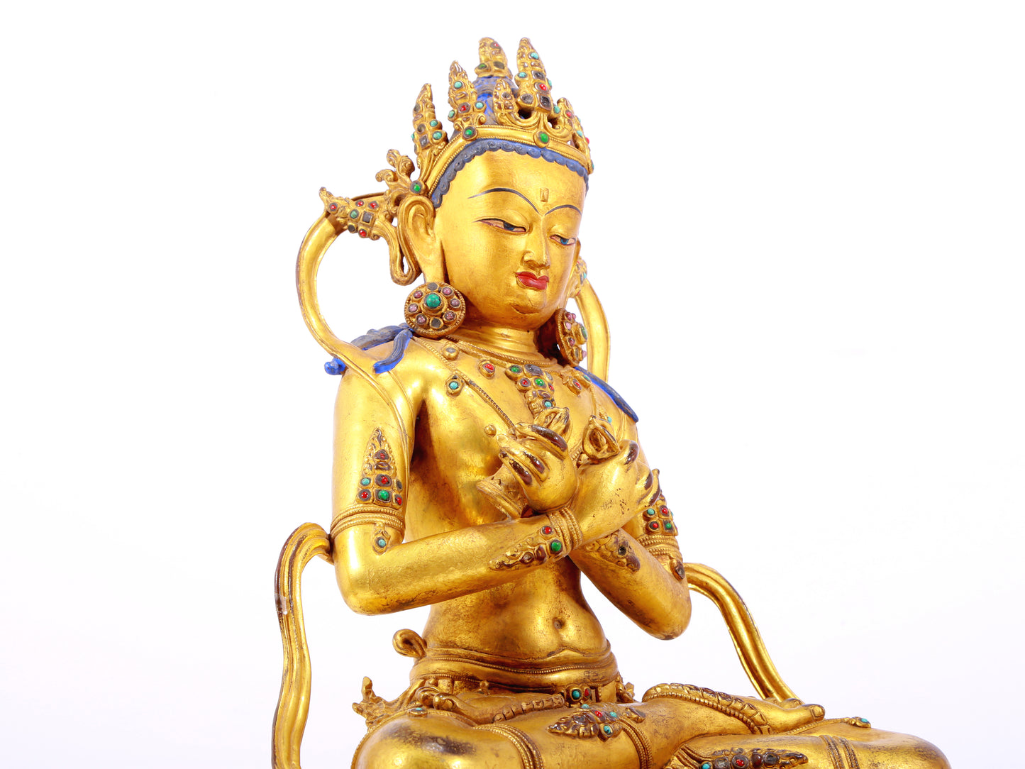 Wonderful Gilt-Bronze Gem-Inlaid Figure Of Vajrasattva