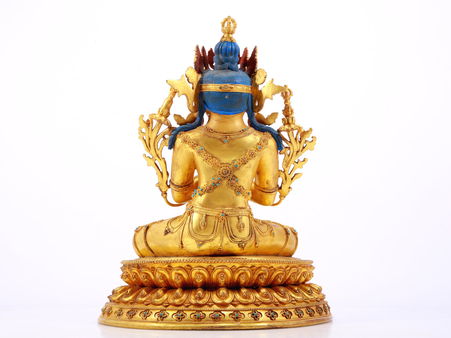 A Wonderful Gilt-Bronze Gem-Inlaid Figure Of Bodhisattva