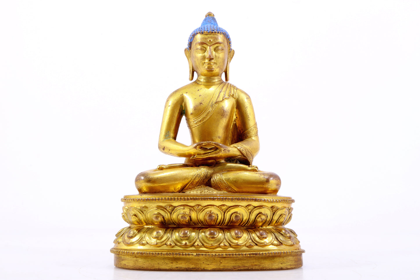 A Magnificent Set Of Three Gilt-Bronze Figures Of Buddha